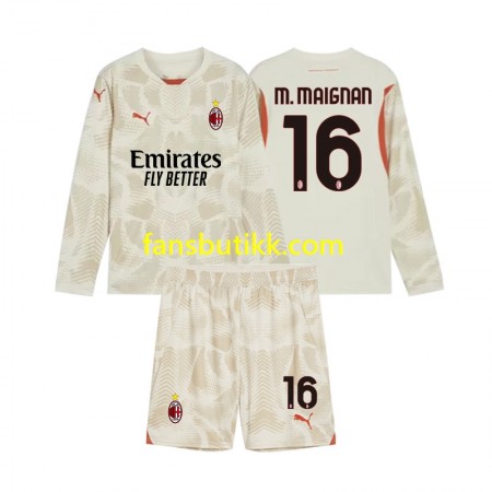 Fotballdrakt AC Milan Mike Maignan 16 Keeper Barn Tredjetrøye 2024-2025 Langermet